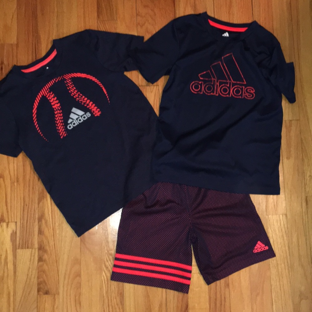 Adidas Boys Size 7 short shirts 3 pieces